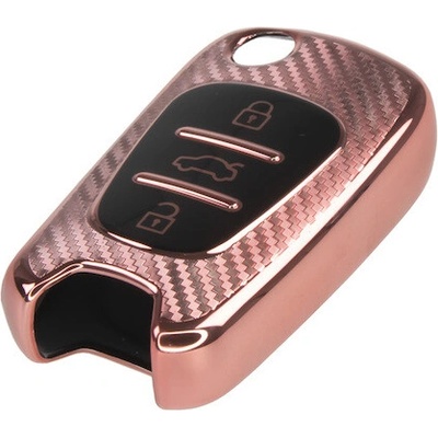 TPU obal pro klíč Hyundai, Kia, carbon růžový, 484HY102RS