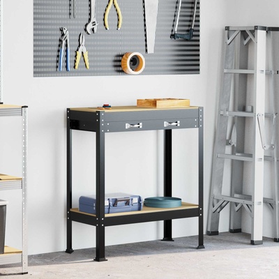 vidaXL Работна маса Черен 80 x 40 x 91 см Конструирано дърво и метал (42020130)