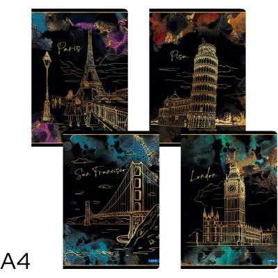 LASTVA Sešit A4 linka 52l Gold city mix
