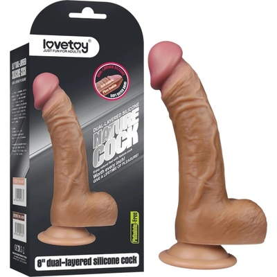 Lovetoy realistické dildo zahnuté 20 cm tělová barva