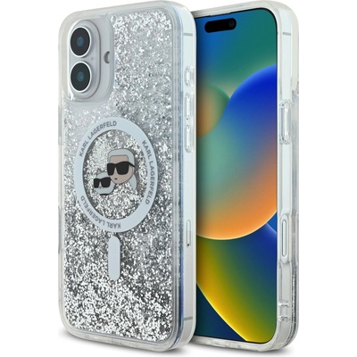 KARL LAGERFELD Калъф Karl Lagerfeld Liquid Glitter Karl and Choupette Heads MagSafe iPhone 16 (KLHMP16SLGKCSGH)
