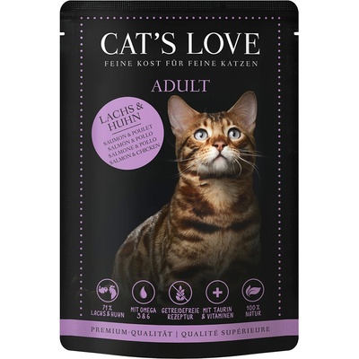 CAT’S LOVE 24х85г Adult Cat´s Love, консервирана храна за котки - сьомга и пиле