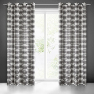 Takoy Záves KELLI z polopriesvitného etamínu v károvanom vzore-HF-386905 | 140 x 250 cm