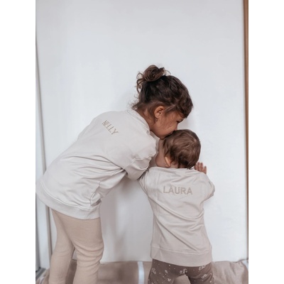 Moniel Dětská rostoucí mikina s vlastním nápisem Basic Light Beige – Zboží Mobilmania