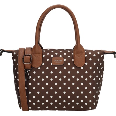 Charm London dámská kabelka Buckingham 6 5L tmavě hnědá s puntíky