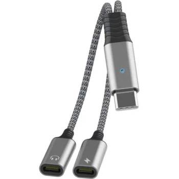 JC USB-C Male to 2xUSB-C Female Adapter MH-273 - активен USB-C адаптер с 2xUSB-C изхода за устройства с USB-C порт (тъмносив)