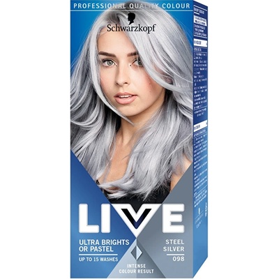 Schwarzkopf Live Ultra Bright or Pastel barva na vlasy Steel Silver 098 50 ml