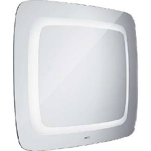 Nimco - Огледало за баня със LED подсветка от серия 7000, 80x65 см, заоблено, алуминиево ZP 7001 (ZP 7001)