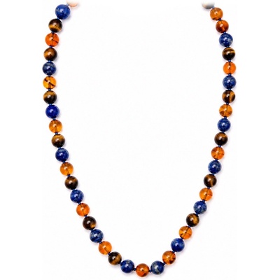 jantario Korálkový náhrdelník s jantárom, lapis lazuli a tigrím okom 105086