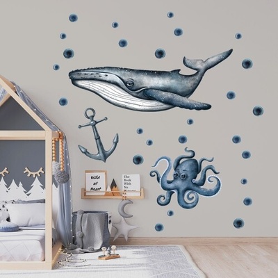 Nálepky na stenu Oceán veľryba - Plotbase, s.r.o., 120x75cm