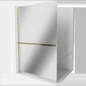 Mexen Kioto+ L Душ стена с рафт Walk-in 100 x 200 см, огледало, златна - 800-100-123-50-50 (800-100-123-50-50)