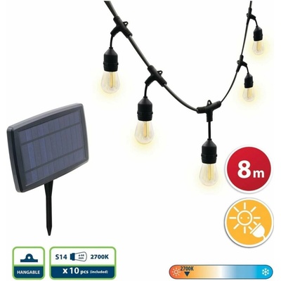 VELAMP LED světelný řetěz se solárním nabíjením 8m