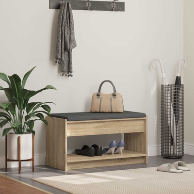 vidaXL Пейка за коридор с възглавница Сонома дъб 83 x 38 x 45 см (891578)