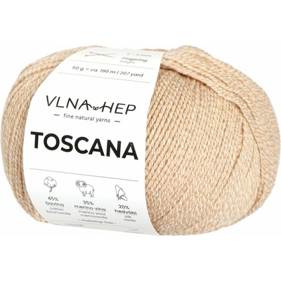 Vlna-hep Příze Toscana - jemná přírodní příze - bavlna, merino vlna, hedvábí Toscana: 142050 Beige