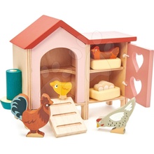 Tender Leaf Toys drevený kurín so sliepočkami Chicken Coop s rebríkom a vajíčkami