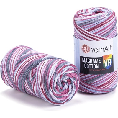 Yarn Art Macrame Cotton VR 917 bílá, modrá, červená, šedá