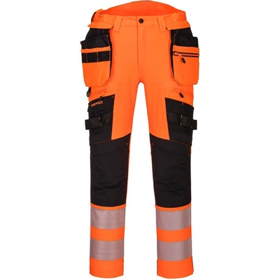 PortWest kalhoty DX442 Hi-Vi kapsou na zip Oranžovo-černá