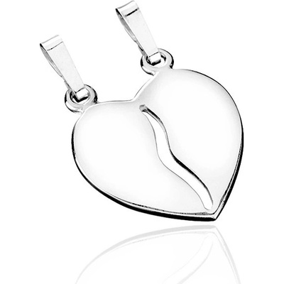 Šperky eshop Dvojpřívěsek ze stříbra 925 rozpůlené lesklé srdce Q3.13