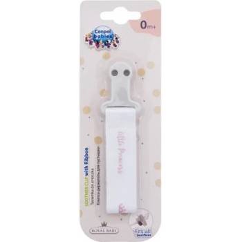 Canpol babies Royal Baby Soother Clip With Ribbon Little Princess лента за биберон с щипка