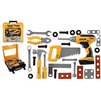 Teddies Комплект инструменти пластмасов с акумулаторна бормашина 16x17см на батерии със звук в пластмасова к