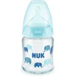 Nuk Стъклено шише със силиконов биберон NUK - First Choice, TC, 120 ml, 0-6 месеца, Синьо (10747114-Син)