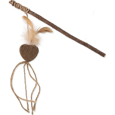 Magic Cat Natural Fun šidítko srdce s přírodními pírky a provázky 25cm