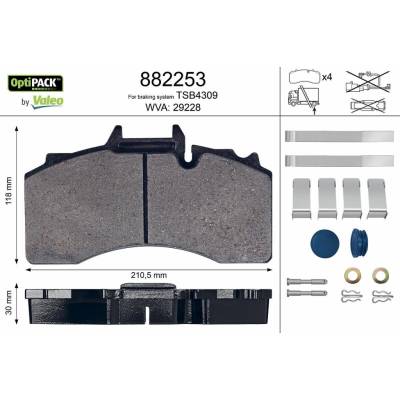 Sada brzdových platničiek kotúčovej brzdy VALEO 882253