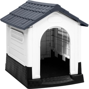 vidaXL Кучешка къщичка, сива, 57x68x66 см, полипропилен (152228)