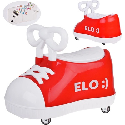 JOKO Detské Odrážadlo TENISKA Elo s Hudbou červené
