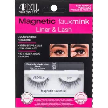 Ardell Magnetic Faux Mink 817 подаръчен комплект: изкуствени мигли Magnetic Faux Mink 817 1 бр + магнитна очна линия Magnetic Liquid Liner 2, 5 g Black