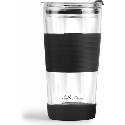 Vialli Design Čierny termo hrnček 600 ml Fuori
