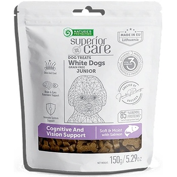 Nature's Protection Superior Care White Dogs Puppy/Junior Sensitive Care with Salmon- Снакс за млади кучета от всички породи с бяла или светла козина- 150гр