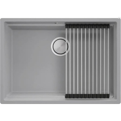 Твоят Стил Сива кухненска мивка за вграждане под плот Прага 70 Level 660 x 470 мм