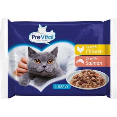 PreVital s kuracím mäsom a lososom 4 x 100 g