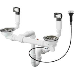 Hansgrohe Автоматичен сифон Hansgrohe D15-11 за двойна гранитна мивка (43932800) Мивка за вграждане