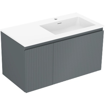 Mexen Rivel шкафче за баня 90 см с мивка Otis дясна, 1S, 1D, релефно, графит (91A23-09047-3-BBFF66-W18P01)