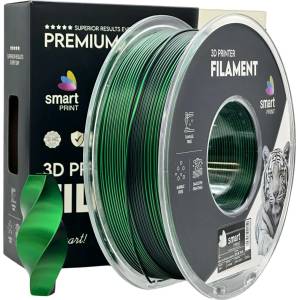 Smart Print FG-S101-E1, 3D нишка, PLA Silk, 1, 75mm, 1000g, двуцветна, многоцветна (черно, зелено) (FG-S101-E1)