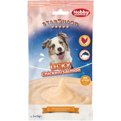 Nobby Starsnack Licky Dog mäsové pyré kuracie s lososom 5x 15 g