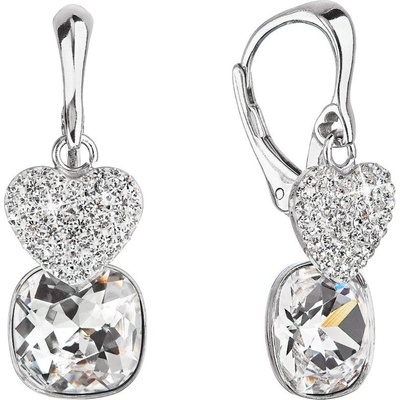 Pavona stříbrné visací s krystaly Preciosa bílé srdce 31234.1 crystal