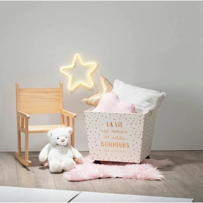 Atmosphera for Kids Drevený úložný box na kolieskách biela a zlatá 45 x 45 x 41 cm