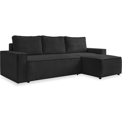 Miuform Антрацитен разтегателен ъглов диван от рипсено кадифе (променлив) Brave Dave - Miuform (1677PO34)