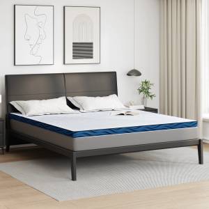 vidaXL Топер за матрак 200 x 200 cm дебелина Жакардова материя Бяло (4106274)