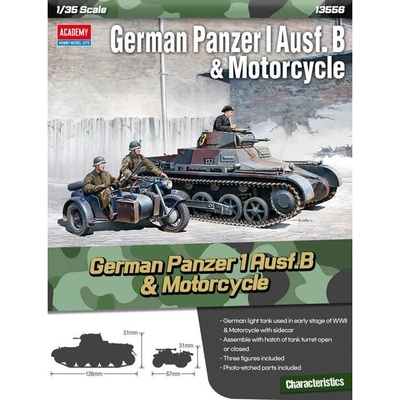 Academy Nemecký Panzer I Ausf.B a motocykel (1:35)