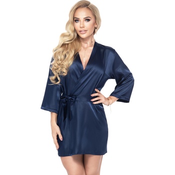 Irall Aria сатенен халат, тъмносин цвятV-50247-Granatowy - Черен, размер M