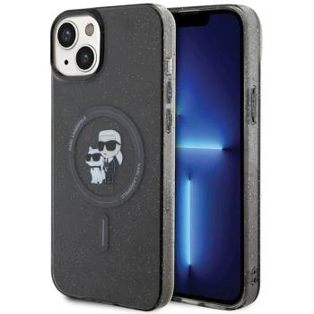 KARL LAGERFELD Кейс Karl Lagerfeld Karl&Choupette Glitter MagSafe за iPhone 15, черен