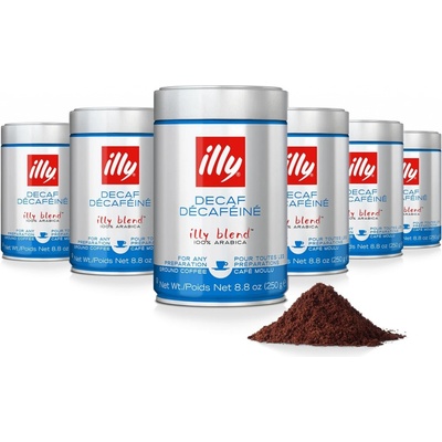 Illy Decaf bezkofeinová mletá káva 6 x 250 g