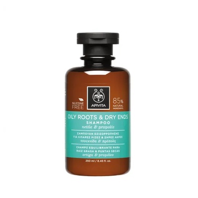 APIVITA Шампоан за мазни корени и сухи краища с коприва и прополис , Apivita Oily Roots Dry Ends Shampoo with Nettle & Propolis 250ml