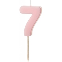 Sviečka PartyDeco Číslo 7 svetloružová 5,5cm