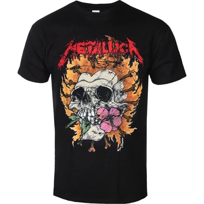 NNM Мъжка тениска Metallica - Flower Skull - Red Logo - Черна - RTMTLTSBFLOR