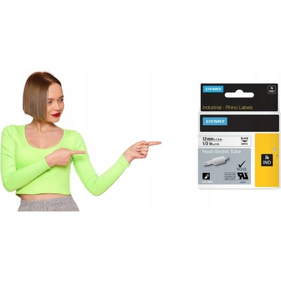 Dymo RHINO D1 S0718300, 12 mm x 1,5 m, černá na bílé – Zboží Dáma